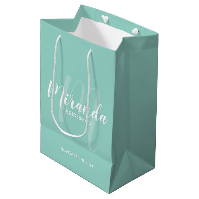 Modern Personlig Bridesmaid Mint-Grönt (Framsidan Vinklad)