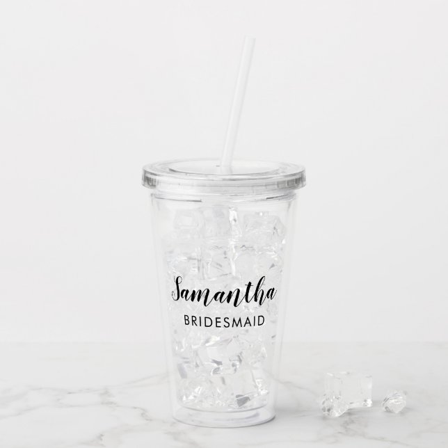Modern Personlig Bridesmaid Take Away Mugg (Baksida Ice)