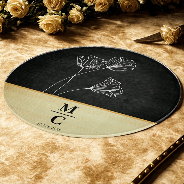 Modern Personlig Bröllop Förlovning par Namn (Modern personalized wedding couple name and date cutting board)