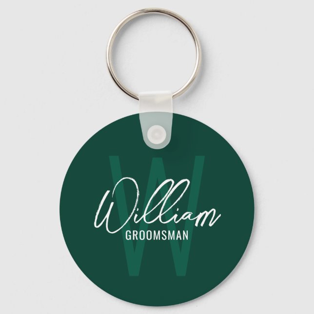 Modern personlig bröllopsgäst-monogram&namn nyckelring (Framsida)