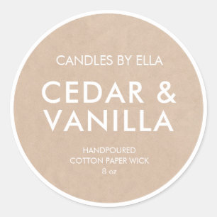 Modern Personlig Candle-etiketter för Rustic Kraft Runt Klistermärke