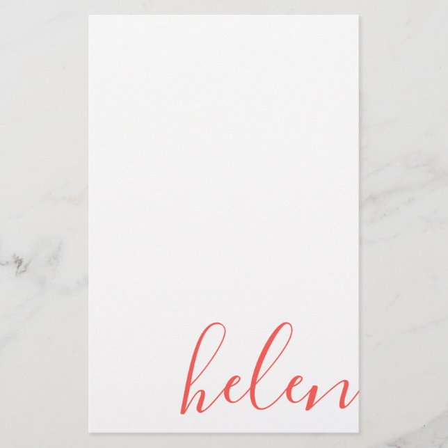 Modern Personlig Coral för skript Namn Brevpapper (Framsida)
