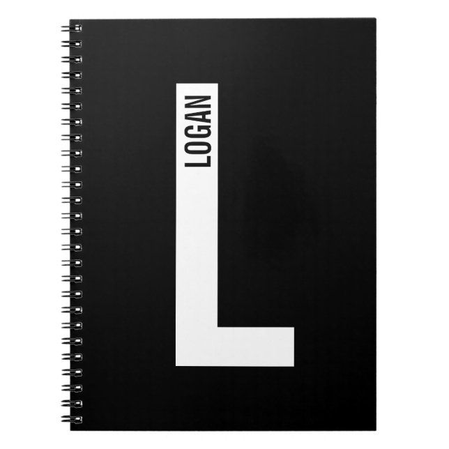 Modern Personlig, djärv Monogram och Namn Anteckningsbok (Framsidan)