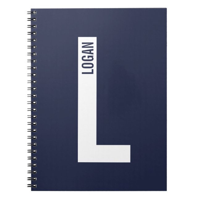 Modern Personlig, djärv Monogram och Namn Anteckningsbok (Framsidan)