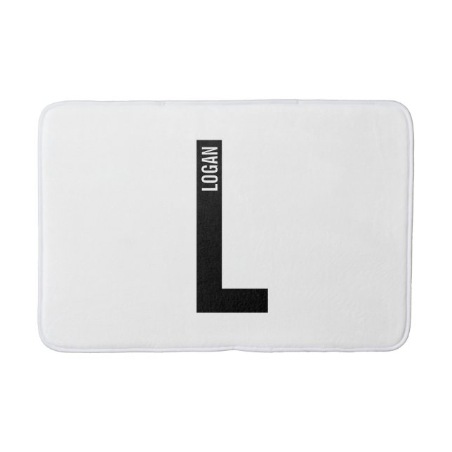 Modern Personlig, djärv Monogram och Namn Badrumsmatta (Framsidan)