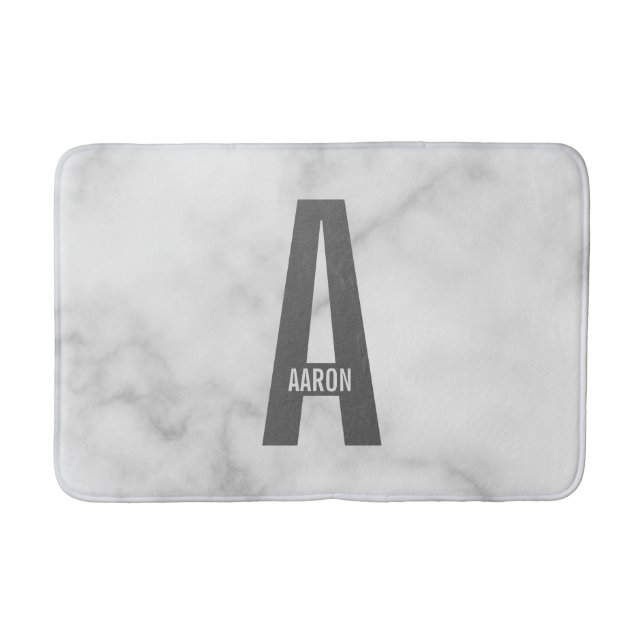 Modern Personlig, djärv Monogram och Namn Badrumsmatta (Framsidan)