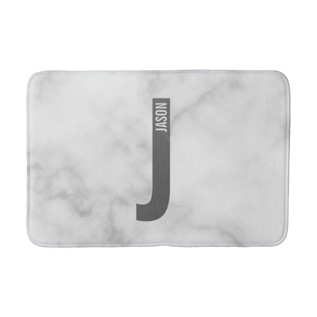 Modern Personlig, djärv Monogram och Namn Badrumsmatta (Framsidan)