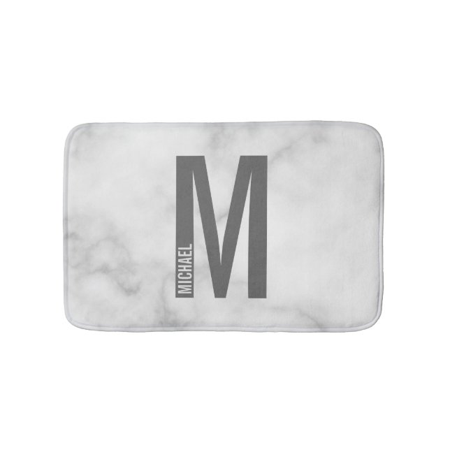 Modern Personlig, djärv Monogram och Namn Badrumsmatta (Framsidan)