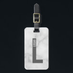 Modern Personlig, djärv Monogram och Namn Bagagebricka<br><div class="desc">Modern Monogramdesign med personlig monogram brev L och namn i modernt fet sans serif font stil. Perfektens gåva till honom,  fars dag-gåva,  groomsmangåva med mera. Observera att marmordetaljer simuleras i teckningen. Ingen egentlig marmor kommer att användas i produktens skapar.</div>