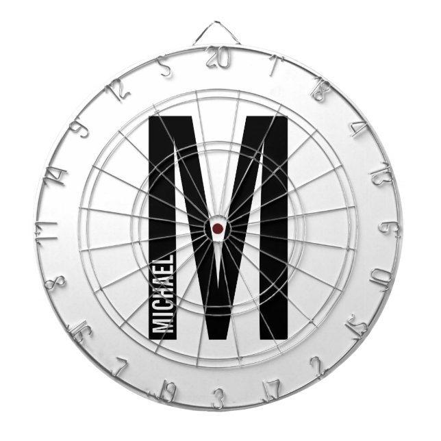 Modern Personlig, djärv Monogram och Namn Darttavla (Framsidan)