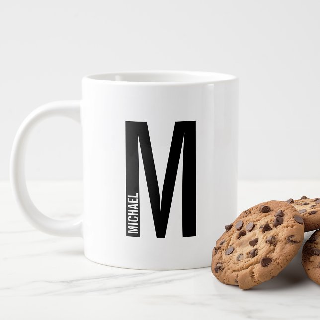 Modern Personlig, djärv Monogram och Namn Jumbo Mugg (Skapare uppladdad)