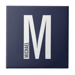 Modern Personlig, djärv Monogram och Namn Kakelplatta