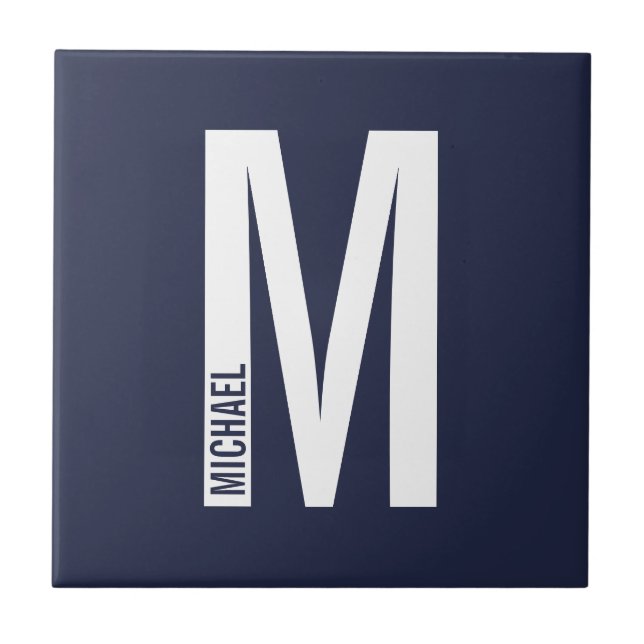 Modern Personlig, djärv Monogram och Namn Kakelplatta (Framsidan)