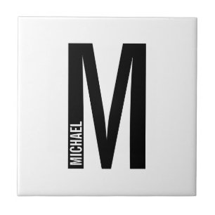 Modern Personlig, djärv Monogram och Namn Kakelplatta