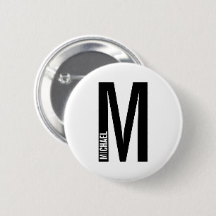 Modern Personlig, djärv Monogram och Namn Knapp