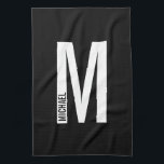 Modern Personlig, djärv Monogram och Namn Kökshandduk<br><div class="desc">Modern Monogramdesign med personlig monogram brev "M" och namn i modernt fet sans serif font stil.</div>