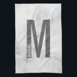 Modern Personlig, djärv Monogram och Namn Kökshandduk<br><div class="desc">Modern Monogramdesign med personlig monogram brev "M" och namn i modernt fet sans serif font stil.</div>