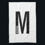 Modern Personlig, djärv Monogram och Namn Kökshandduk<br><div class="desc">Modern Monogramdesign med personlig monogram brev "M" och namn i modernt fet sans serif font stil.</div>