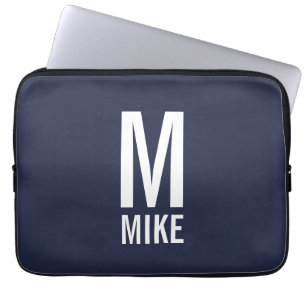 Modern Personlig, djärv Monogram och Namn Laptop Fodral