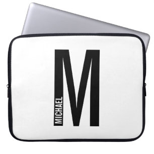 Modern Personlig, djärv Monogram och Namn Laptop Fodral