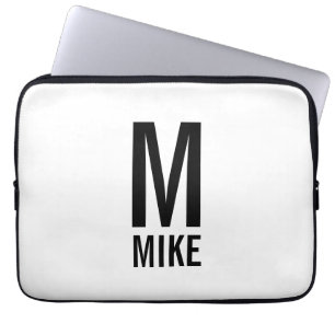 Modern Personlig, djärv Monogram och Namn Laptop Sleeve