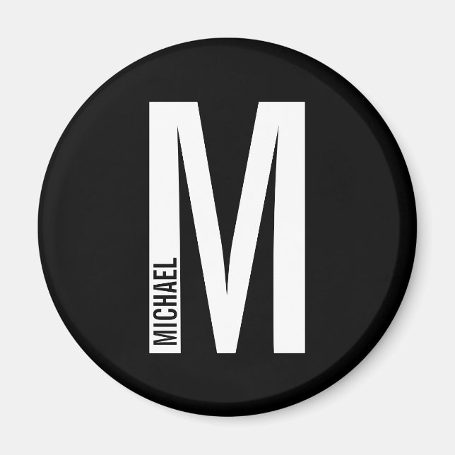 Modern Personlig, djärv Monogram och Namn Magnet (Framsidan)