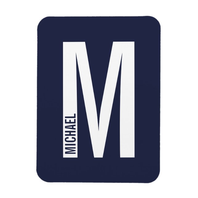Modern Personlig, djärv Monogram och Namn Magnet (Vertikal)