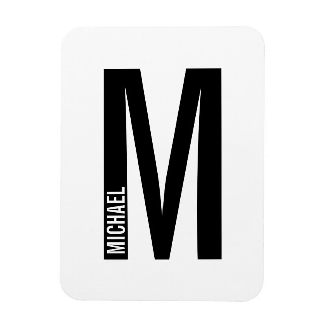 Modern Personlig, djärv Monogram och Namn Magnet (Vertikal)
