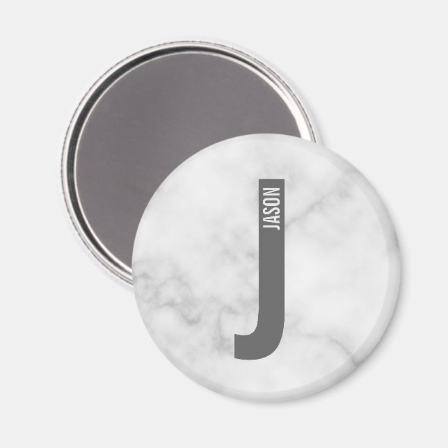 Modern Personlig, djärv Monogram och Namn Magnet (Front/Back)