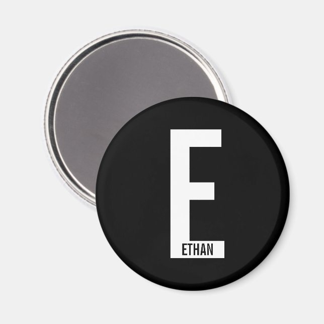Modern Personlig, djärv Monogram och Namn Magnet (Front/Back)