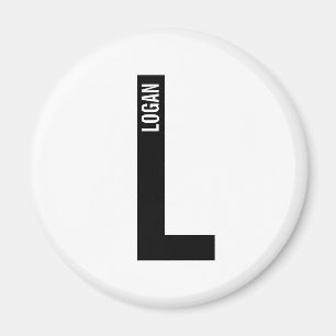 Modern Personlig, djärv Monogram och Namn Magnet