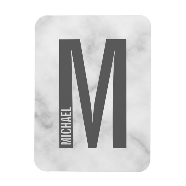 Modern Personlig, djärv Monogram och Namn Magnet (Vertikal)