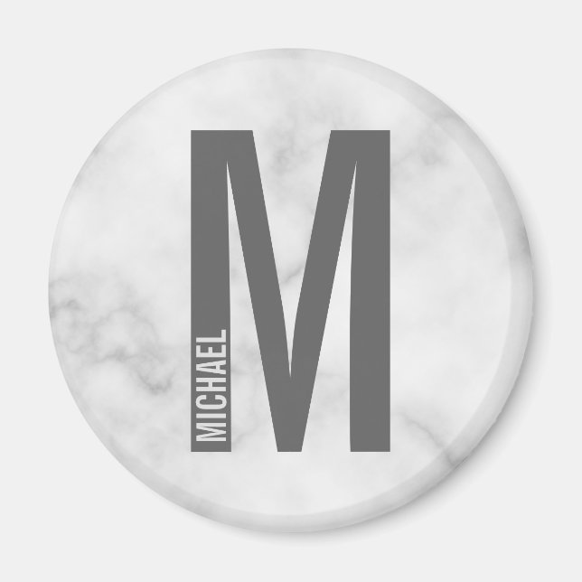 Modern Personlig, djärv Monogram och Namn Magnet (Framsidan)