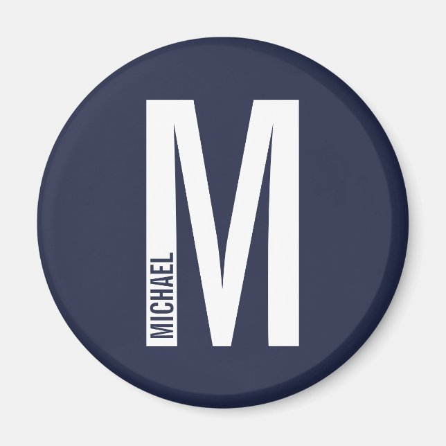 Modern Personlig, djärv Monogram och Namn Magnet (Framsidan)