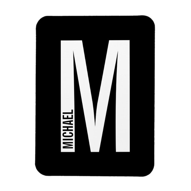 Modern Personlig, djärv Monogram och Namn Magnet (Vertikal)