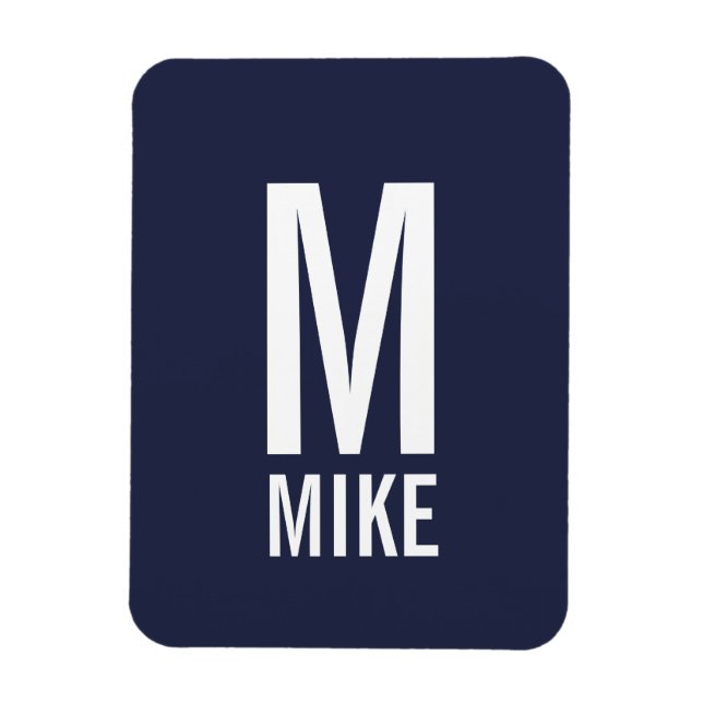 Modern Personlig, djärv Monogram och Namn Magnet (Vertikal)