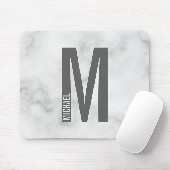 Modern Personlig, djärv Monogram och Namn Musmatta (Med mus)
