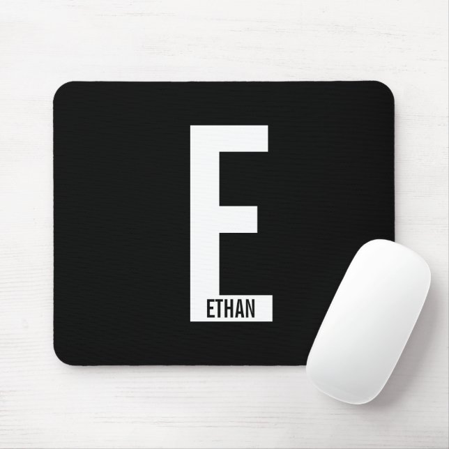 Modern Personlig, djärv Monogram och Namn Musmatta (Med mus)