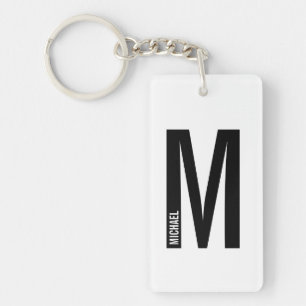 Modern Personlig, djärv Monogram och Namn Nyckelring