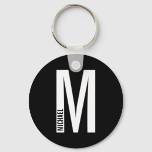 Modern Personlig, djärv Monogram och Namn Nyckelring