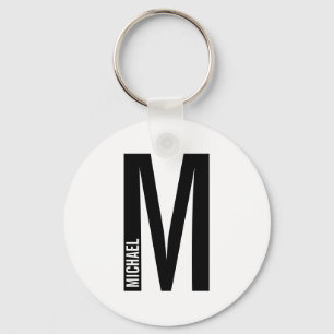 Modern Personlig, djärv Monogram och Namn Nyckelring