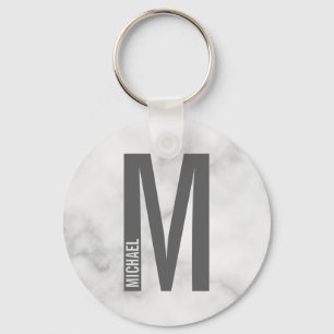 Modern Personlig, djärv Monogram och Namn Nyckelring
