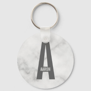 Modern Personlig, djärv Monogram och Namn Nyckelring