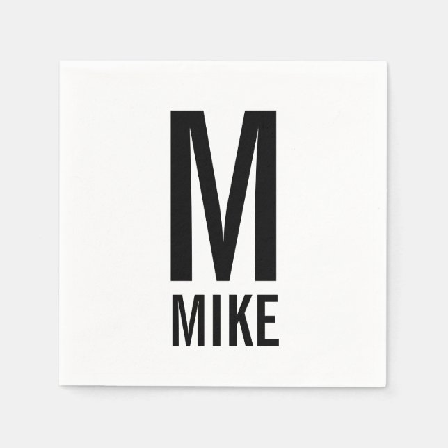 Modern Personlig, djärv Monogram och Namn Pappersservett (Framsidan)