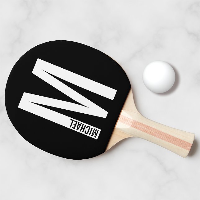 Modern Personlig, djärv Monogram och Namn Pingisracket (Skapare uppladdad)