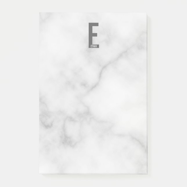 Modern Personlig, djärv Monogram och Namn Post-it Block (Framsida)