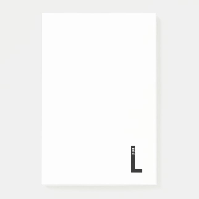Modern Personlig, djärv Monogram och Namn Post-it Block (Framsida)