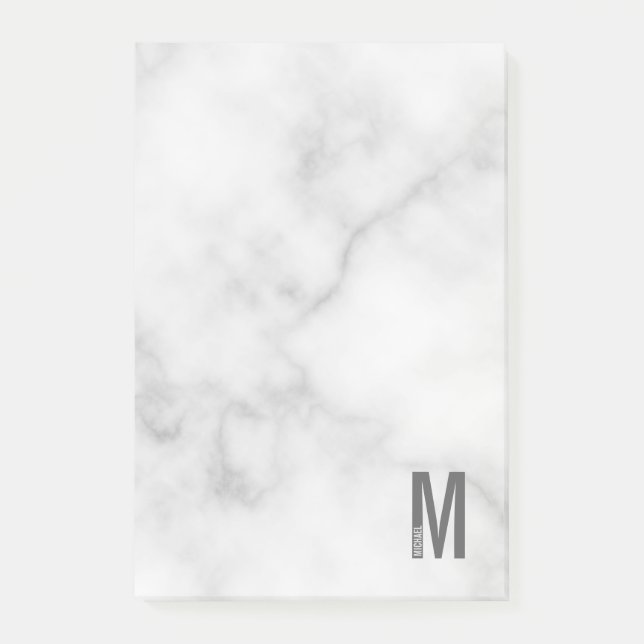 Modern Personlig, djärv Monogram och Namn Post-it Block (Framsida)
