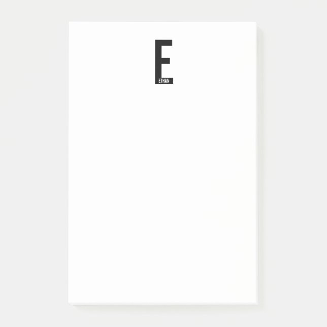 Modern Personlig, djärv Monogram och Namn Post-it Block (Framsida)