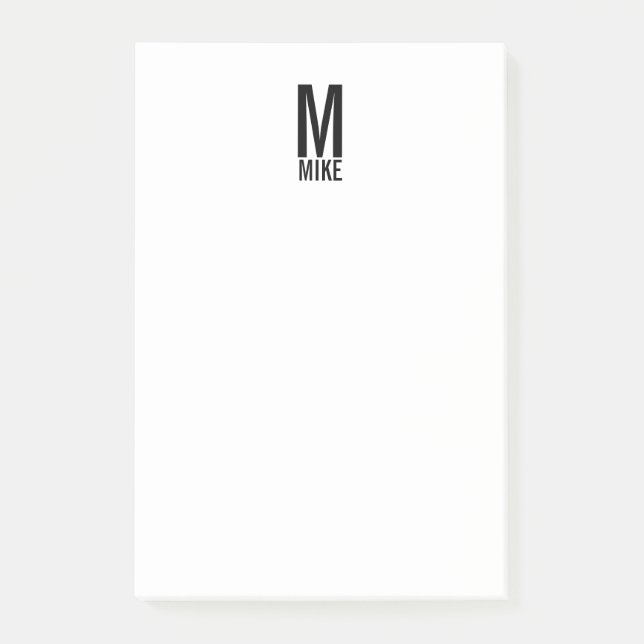 Modern Personlig, djärv Monogram och Namn Post-it Block (Framsida)